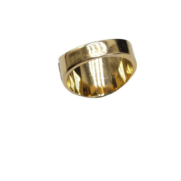 Uncas 18k Gold Plated Two-Tone Textured Clear Rhinestone Zircon Ring Size 9 - Picture 4 of 6